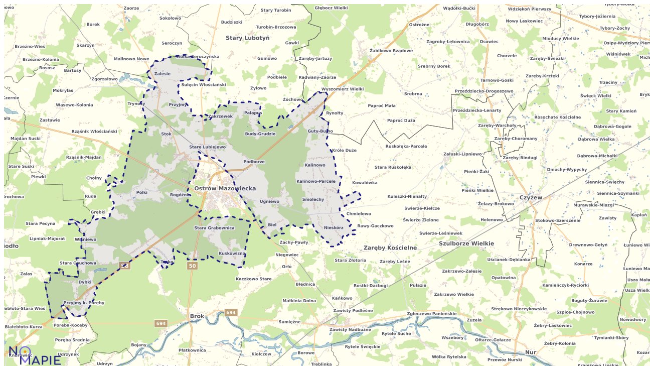 Mapa wyborów do sejmu Ostrów Mazowiecka