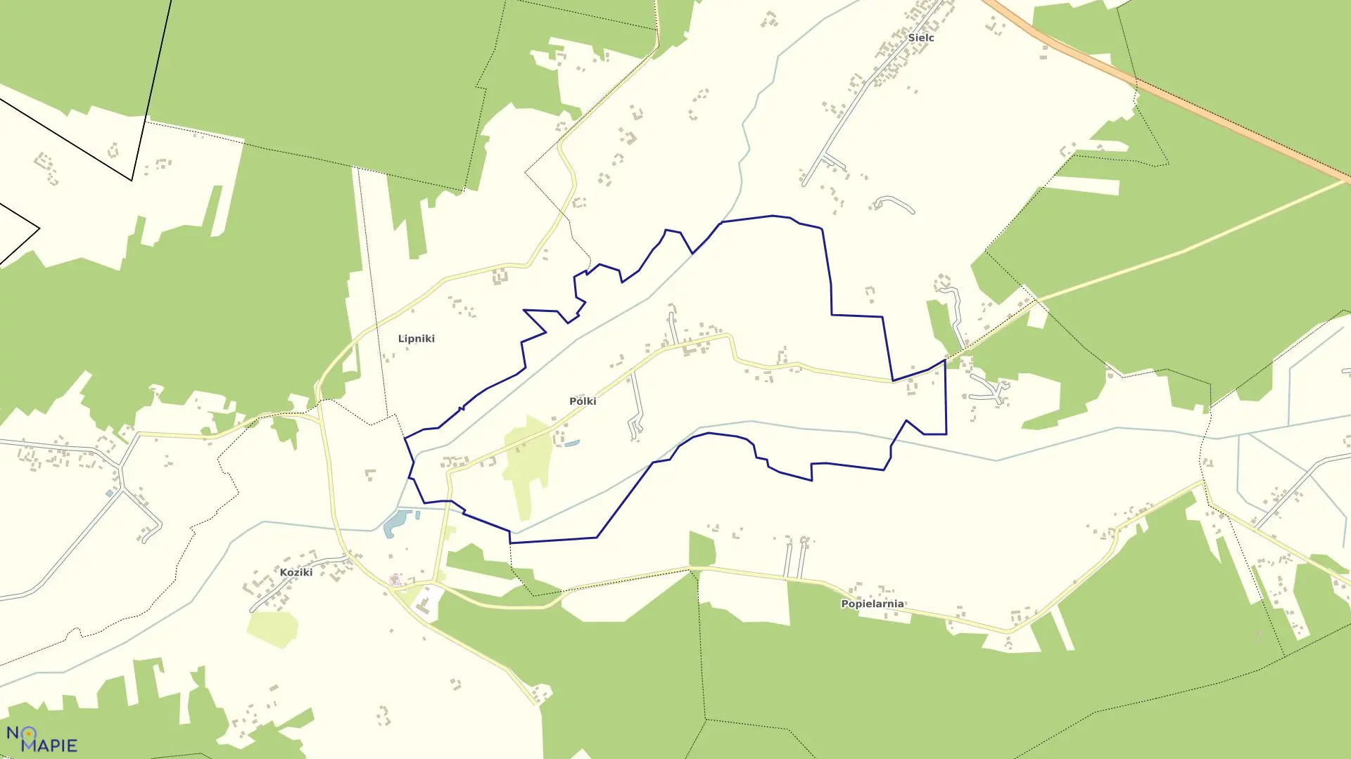 Mapa obrębu Pólki w gminie Ostrów Mazowiecka